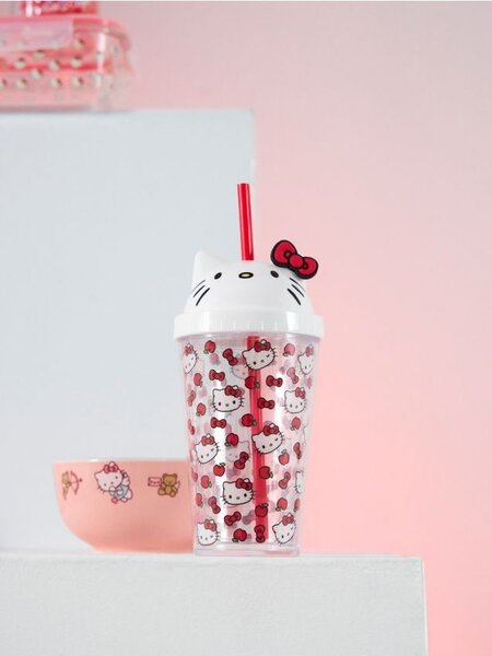 Sinsay - Κούπα με καπάκι και καλαμάκι Hello Kitty - πολυχρωμο