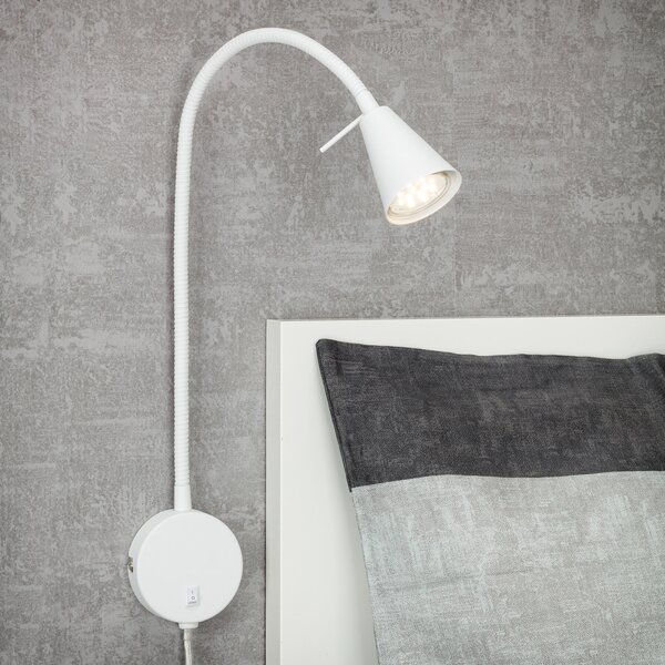 Briloner LED φωτιστικό τοίχου Tusa, λευκό, μέταλλο, 45cm, εύκαμπτος βραχίονας, Λευκό, υπνοδωμάτιο, Μέταλλο, σύγχρονο