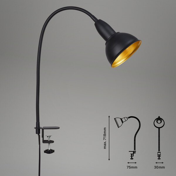 Briloner Σφιγκτήρας φωτός Hygge Comfort light Retro, μαύρο, Μαύρο, Σαλόνι / τραπεζαρία, Μέταλλο, Vintage