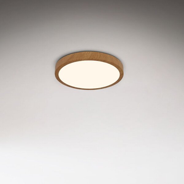 Briloner Φωτιστικό οροφής LED Runa Wood wood look 3,000 K Ø28cm, Ξύλου, Σαλόνι / τραπεζαρία, Μέταλλο