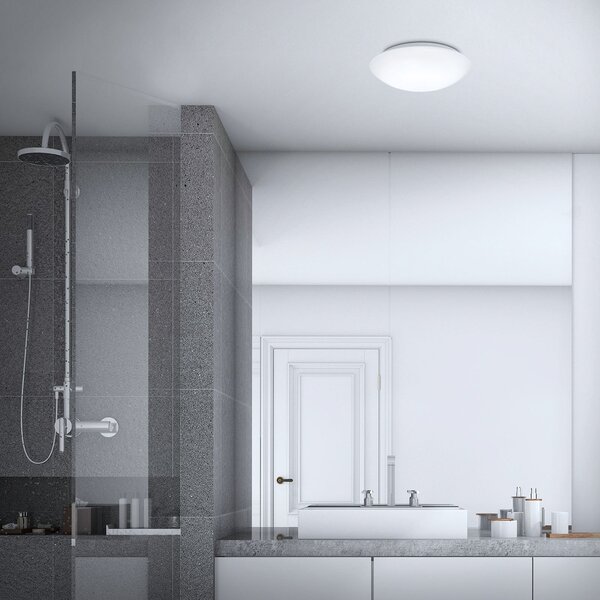 Briloner Φωτιστικό οροφής με αισθητήρα LED Elipso IP44 4,000K Ø28cm, Λευκό, Μπάνιο, Πλαστικό, σύγχρονο