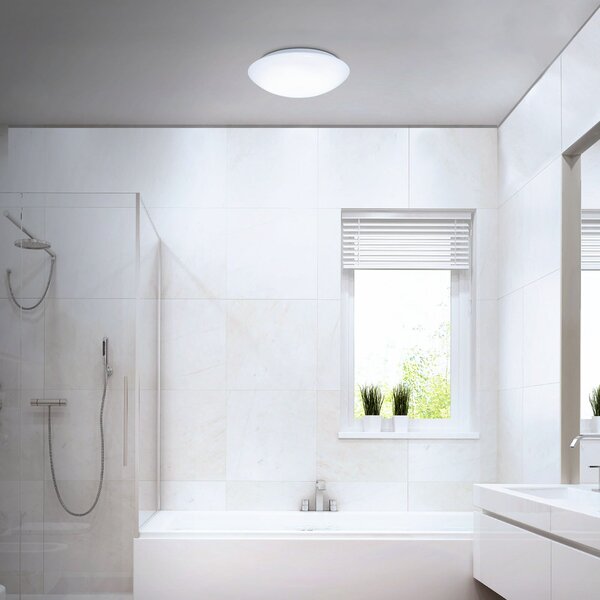 Briloner Φωτιστικό οροφής με αισθητήρα LED Elipso IP44 4,000K Ø28cm, Λευκό, Μπάνιο, Πλαστικό, σύγχρονο
