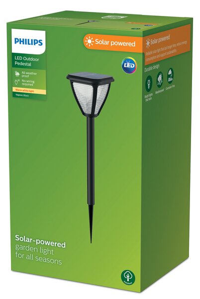 Philips LED ηλιακό φως εδάφους ακίδα Vapora, Μαύρο, Πλαστικό, σύγχρονο, Υπαίθριος προβολέας / ακίδα εδάφους