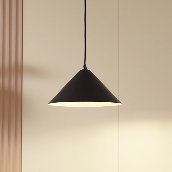 Lindby Κρεμαστό φωτιστικό Clarine, μαύρο/λευκό, Ø 32 cm, μέταλλο, ρυθμιζόμενος, Μαύρο, Σαλόνι / τραπεζαρία, Μέταλλο, σύγχρονο