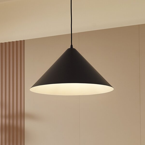 Lindby κρεμαστό φωτιστικό Clarine, μαύρο/λευκό, Ø 50 cm, μέταλλο, ρυθμιζόμενος, Μαύρο, Σαλόνι / τραπεζαρία, Μέταλλο, σύγχρονο
