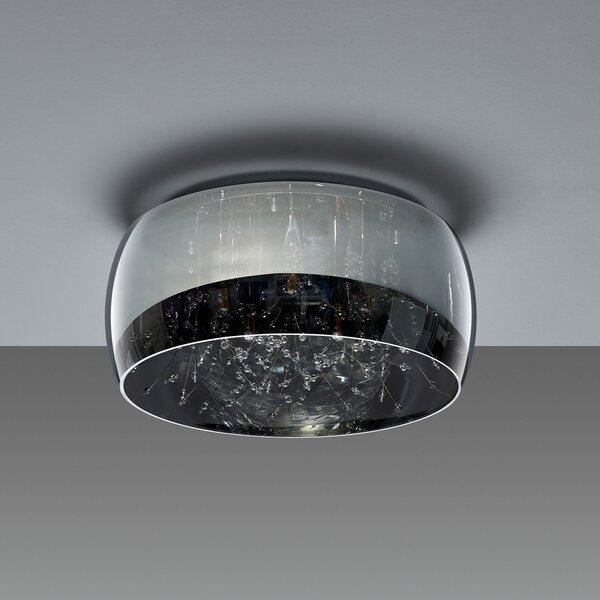 Trio Lighting Φωτιστικό οροφής Crystel από γυαλί, χρώμιο, Ø 50 cm, ρυθμιζόμενος, Μεταλλικό, Σαλόνι / τραπεζαρία, Γυαλί, σύγχρονο