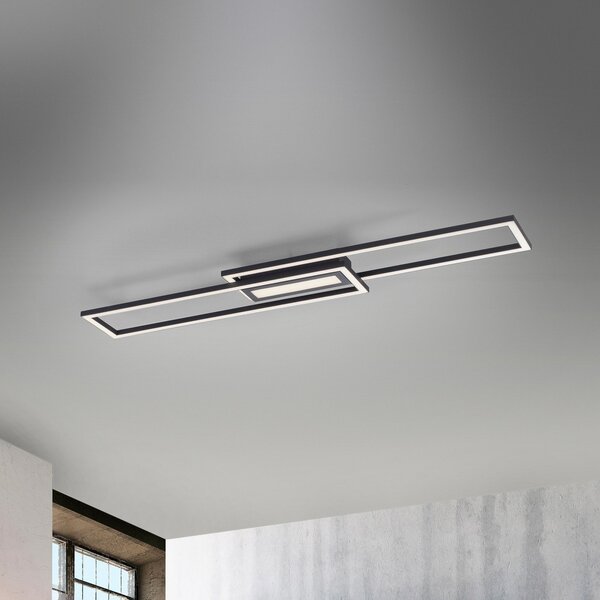 JUST LIGHT. GmbH Φωτιστικό οροφής LED Asmin, CCT, μαύρο, 95x17,5cm, ρυθμιζόμενος, Μαύρο, Σαλόνι / τραπεζαρία, Αλουμίνιο, σύγχρονο, Οροφή πολλαπλής φλόγας