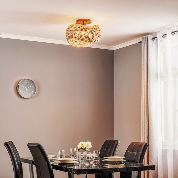 Schuller Valencia Φωτιστικό οροφής Narisa LED, Ø 46 cm, ροζ χρυσό, Σαλόνι / τραπεζαρία, Μέταλλο, σύγχρονο