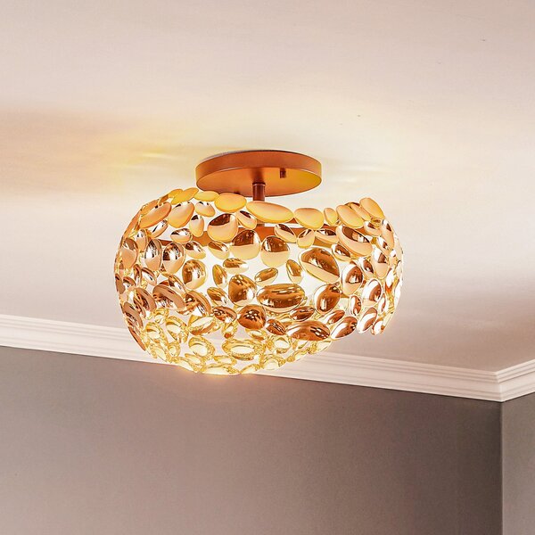 Schuller Valencia Φωτιστικό οροφής Narisa LED, Ø 46 cm, ροζ χρυσό, Σαλόνι / τραπεζαρία, Μέταλλο, σύγχρονο