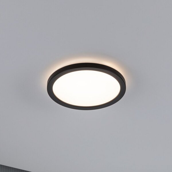 Paulmann Atria Shine Panel on/off μαύρο 830 Ø19cm, Μαύρο, Σαλόνι / τραπεζαρία, Πλαστικό, σύγχρονο