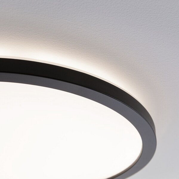 Paulmann Atria Shine Panel on/off μαύρο 830 Ø19cm, Μαύρο, Σαλόνι / τραπεζαρία, Πλαστικό, σύγχρονο