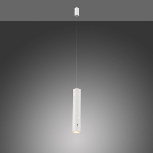 JUST LIGHT. GmbH LED αναρτήσιμο φωτιστικό με μπαταρία Attach, λευκό, σίδερο, ρυθμιζόμενος, Λευκό, Σαλόνι / τραπεζαρία, Μέταλλο, σύγχρονο