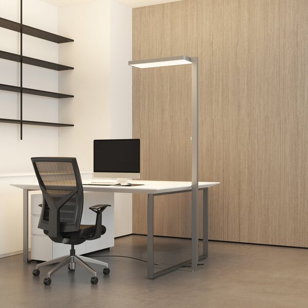 Arcchio Φωτιστικό δαπέδου LED Timon, 54W, ασημί, ύψος 195 cm, ρυθμιζόμενος, Γκρι, Μελέτη / Γραφείο, Αλουμίνιο, σύγχρονο, Μόνιμη σκιά