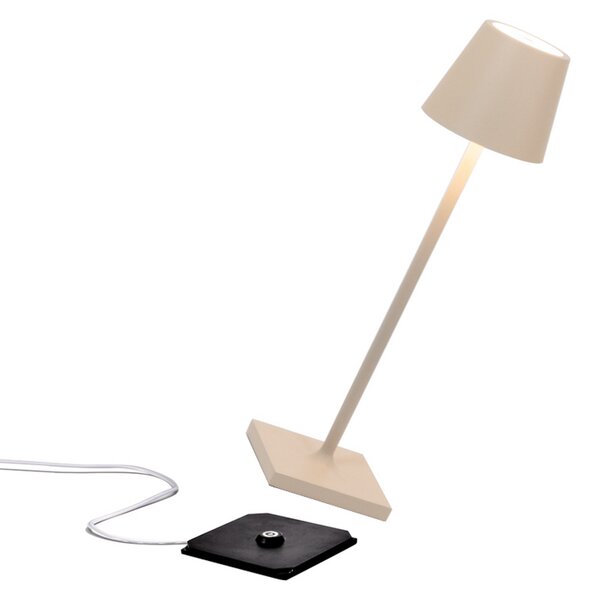 Zafferano Poldina micro Φωτιστικό μπαταρίας IP65 άμμος, ρυθμιζόμενος, Μπεζ, Αλουμίνιο, σύγχρονο