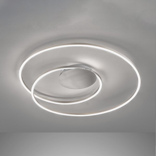 FISCHER & HONSEL LED οροφής HOLY, νικέλιο, Ø 68 cm, τηλεχειριστήριο, CCT, ρυθμιζόμενος, Γκρι, Σαλόνι / τραπεζαρία, Μέταλλο, σύγχρονο