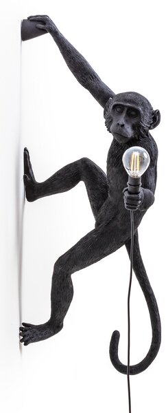 SELETTI Monkey Lamp διακοσμητικό φωτιστικό τοίχου δεξιά μαύρο, Μαύρο, Πλαστικό, σχεδιασμός