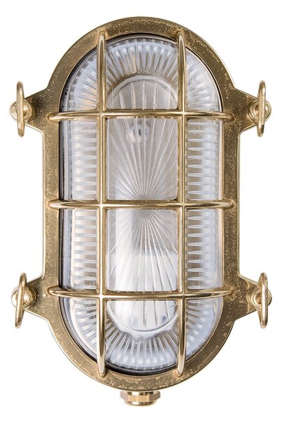 Moretti Luce Φωτιστικό τοίχου Tortuga οβάλ 22.5cm ορείχαλκο φυσικό/διαφανές, ρυθμιζόμενος, Χρυσό / Ορείχαλκου, Μέταλλο, Θαλάσσιος