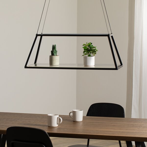 Lucande LED κρεμαστό φωτιστικό Mensola, μαύρο, αλουμίνιο, 75 cm, ρυθμιζόμενος, Μαύρο, Σαλόνι / τραπεζαρία, Αλουμίνιο, σύγχρονο