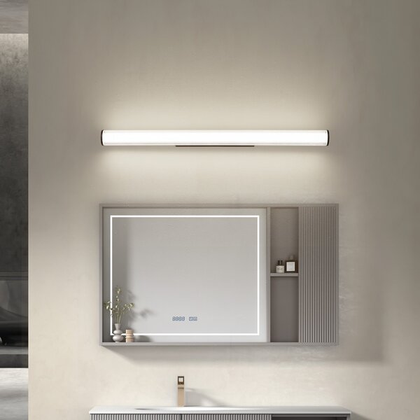 Lindby LED φωτιστικό τοίχου Kirka, μαύρο, μεταλλικό, IP44, 90cm, CCT, Μαύρο, Μπάνιο, Μέταλλο, σύγχρονο