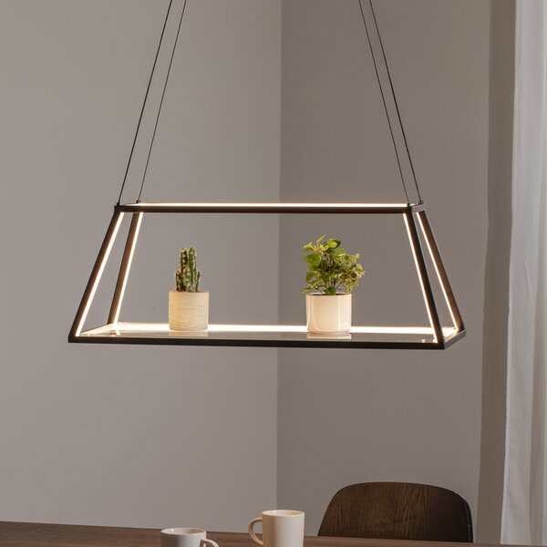 Lucande LED κρεμαστό φωτιστικό Mensola, μαύρο, αλουμίνιο, 75 cm, ρυθμιζόμενος, Μαύρο, Σαλόνι / τραπεζαρία, Αλουμίνιο, σύγχρονο