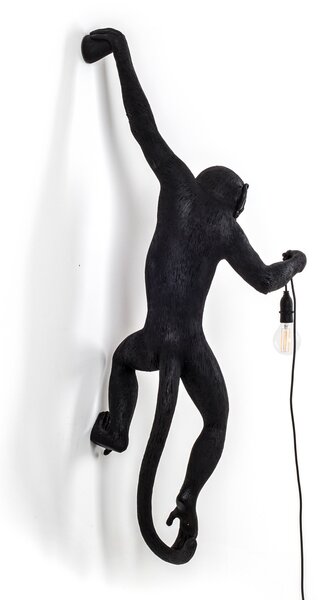 SELETTI Monkey Lamp διακοσμητικό φωτιστικό τοίχου αριστερά μαύρο, Μαύρο, Πλαστικό, σχεδιασμός