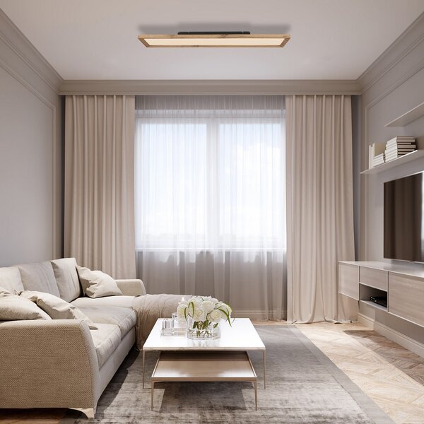 Globo Φωτιστικό οροφής LED Σταχτοπούτα ξύλο CCT 80 x 20 cm, Ξύλου, Σαλόνι / τραπεζαρία, Ξύλο