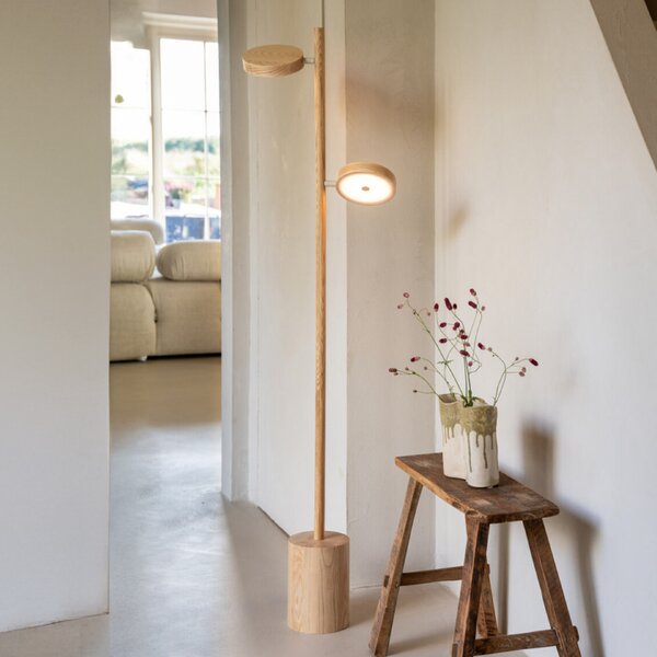 Good & Mojo GOOD MOJO LED-Φωτιστικό δαπέδου Okinawa, 2 φτερά, φυσικό, 146cm, ξύλο, ρυθμιζόμενος, Ξύλου, Σαλόνι / τραπεζαρία, Ξύλο, σύγχρονο