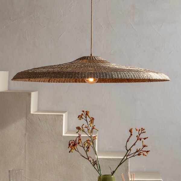 Good & Mojo GOOD MOJO Κρεμαστό φωτιστικό Santorini, Ø75cm, φυσικό, θαλάσσιο χόρτο, E27, Καφέ / Σκουριάς, Σαλόνι / τραπεζαρία, Ύφασμα / Κλωστοϋφαντουργία