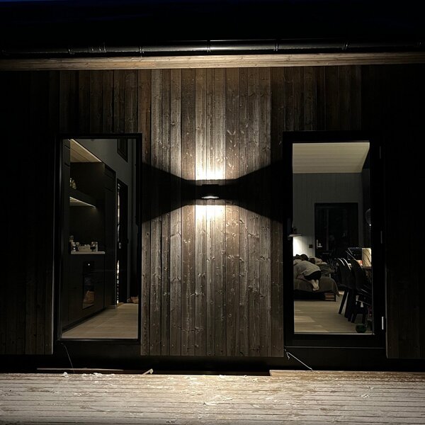The Light Group SLC Shadow LED φωτιστικό τοίχου εξωτερικού χώρου πάνω/κάτω, ρυθμιζόμενος, Μαύρο, Μέταλλο, σύγχρονο, Γωνιακός τοίχος