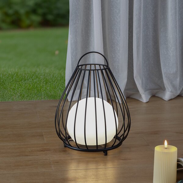 Lindby LED ηλιακό φωτιστικό Kelda, μαύρο, μεταλλικό, 38cm, dim., ρυθμιζόμενος, Μαύρο, Αλουμίνιο, σύγχρονο