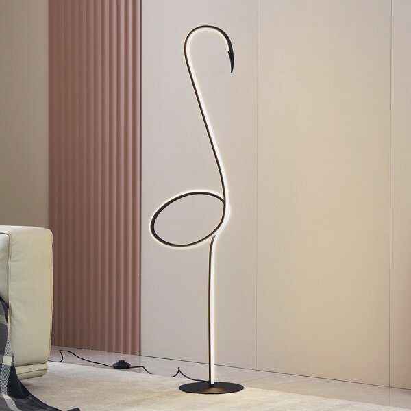 Lindby LED φωτιστικό δαπέδου Pajaro, 130 cm, μαύρο, CCT, dimmable, ρυθμιζόμενος, Μαύρο, Σαλόνι / τραπεζαρία, Μέταλλο, σύγχρονο