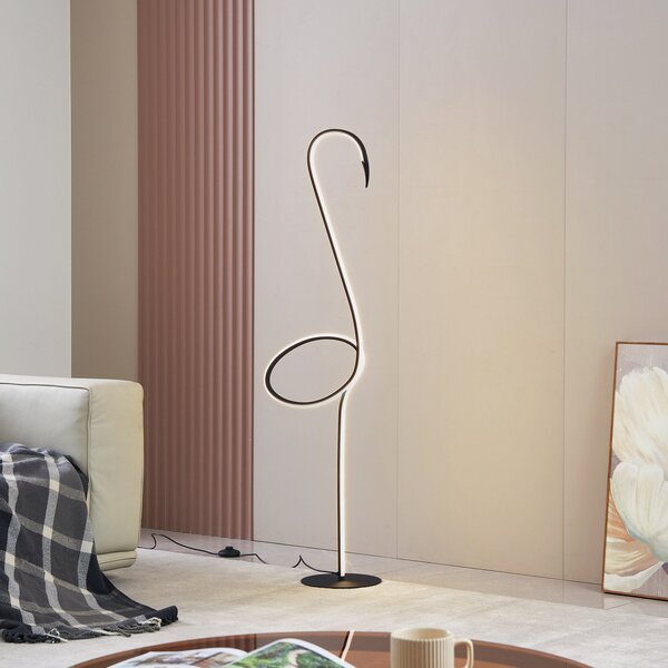Lindby LED φωτιστικό δαπέδου Pajaro, 130 cm, μαύρο, CCT, dimmable, ρυθμιζόμενος, Μαύρο, Σαλόνι / τραπεζαρία, Μέταλλο, σύγχρονο