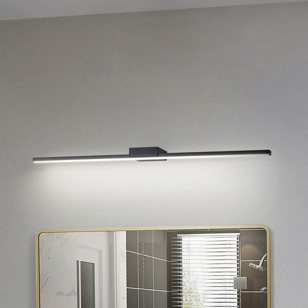 Lucande Λυχνία καθρέφτη LED Kivana, μαύρο, μεταλλικό, 90cm, IP44, Μαύρο, Μπάνιο, Αλουμίνιο, σύγχρονο