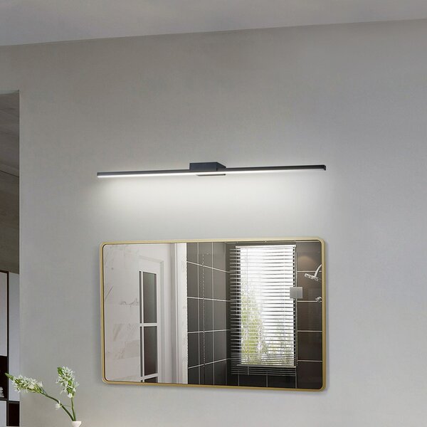 Lucande Λυχνία καθρέφτη LED Kivana, μαύρο, μεταλλικό, 90cm, IP44, Μαύρο, Μπάνιο, Αλουμίνιο, σύγχρονο