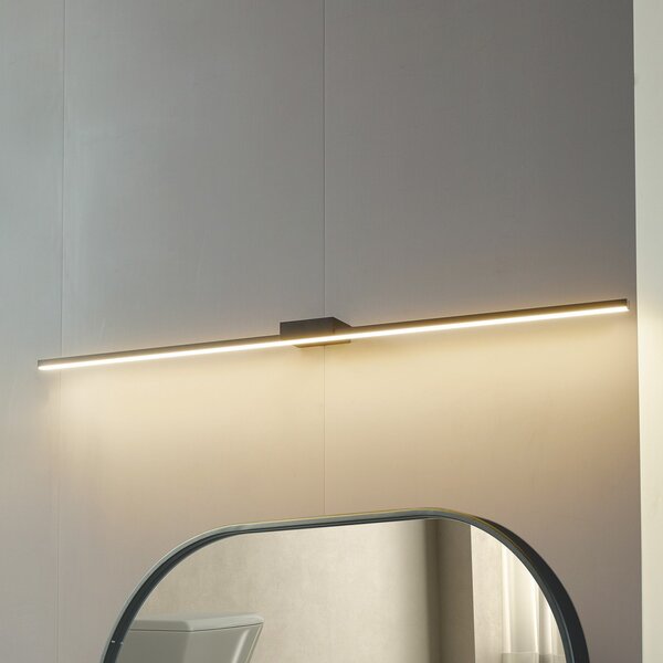 Lucande Λυχνία καθρέφτη LED Kivana, μαύρο, μεταλλικό, 120cm IP44, Μαύρο, Μπάνιο, Αλουμίνιο, σύγχρονο