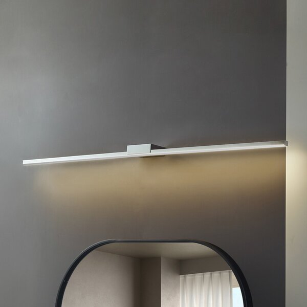 Lucande LED καθρέφτης Kivana, χρώμιο, μέταλλο, 120cm, IP44, Μεταλλικό, Μπάνιο, Αλουμίνιο, σύγχρονο