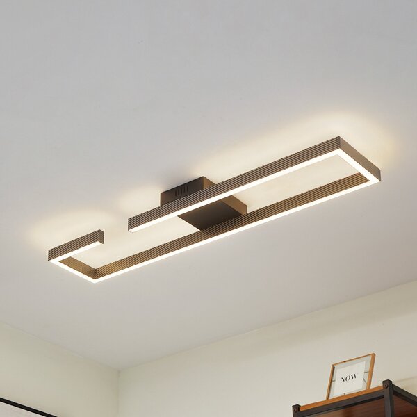 Lucande LED φωτιστικό οροφής Yvor, 100 cm, μαύρο, αλουμίνιο, Μαύρο, Σαλόνι / τραπεζαρία, Μέταλλο, σύγχρονο