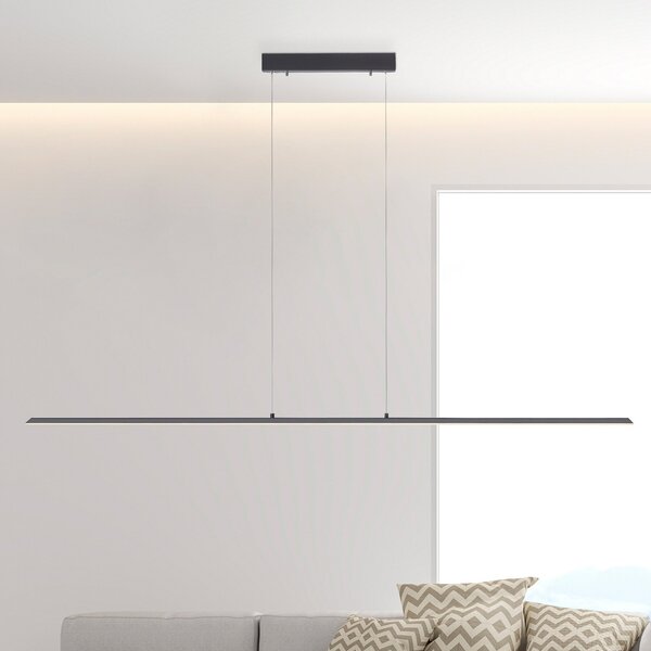 PURE LED κρεμαστό φωτιστικό Lite, ανθρακί, 160 cm, CCT, dimmable, ρυθμιζόμενος, Μαύρο, Σαλόνι / τραπεζαρία, Αλουμίνιο, σύγχρονο