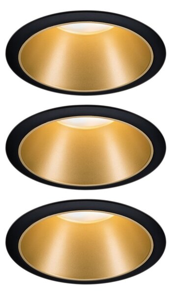 Paulmann Cole LED-Spotlight, χρυσό-μαύρο, σετ των 3 τεμαχίων, ρυθμιζόμενος, Χρυσό / Ορείχαλκου, Διάδρομος, Μέταλλο, σύγχρονο, Φωτιστικά εσοχής στρογγυλά