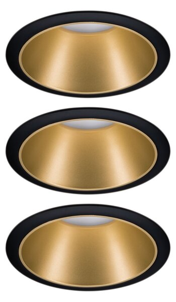 Paulmann Cole LED-Spotlight, χρυσό-μαύρο, σετ των 3 τεμαχίων, ρυθμιζόμενος, Χρυσό / Ορείχαλκου, Διάδρομος, Μέταλλο, σύγχρονο, Φωτιστικά εσοχής στρογγυλά