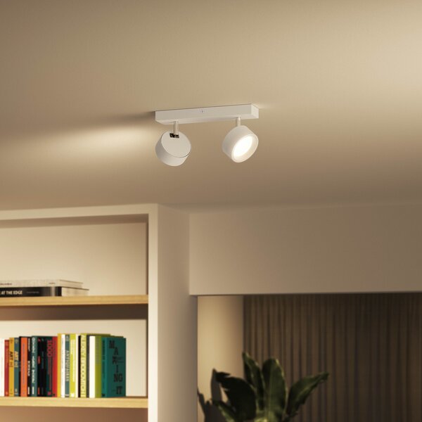Philips Bracia LED σποτ οροφής με δύο λάμπες, λευκό, Λευκό, Σαλόνι / τραπεζαρία, Μέταλλο, σύγχρονο