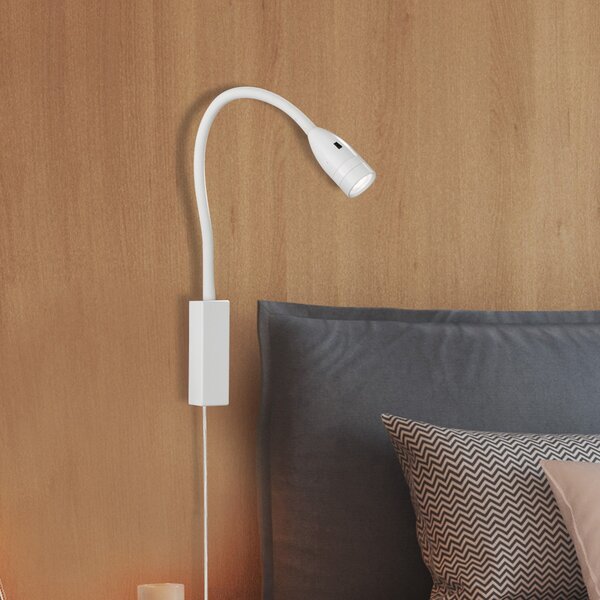 FISCHER & HONSEL LED φωτιστικό τοίχου Sten, λευκό, ύψος 61 cm, χειριστήριο με χειρονομίες, ρυθμιζόμενος, Λευκό, υπνοδωμάτιο, Μέταλλο, σύγχρονο