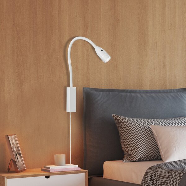 FISCHER & HONSEL LED φωτιστικό τοίχου Sten, λευκό, ύψος 61 cm, χειριστήριο με χειρονομίες, ρυθμιζόμενος, Λευκό, υπνοδωμάτιο, Μέταλλο, σύγχρονο