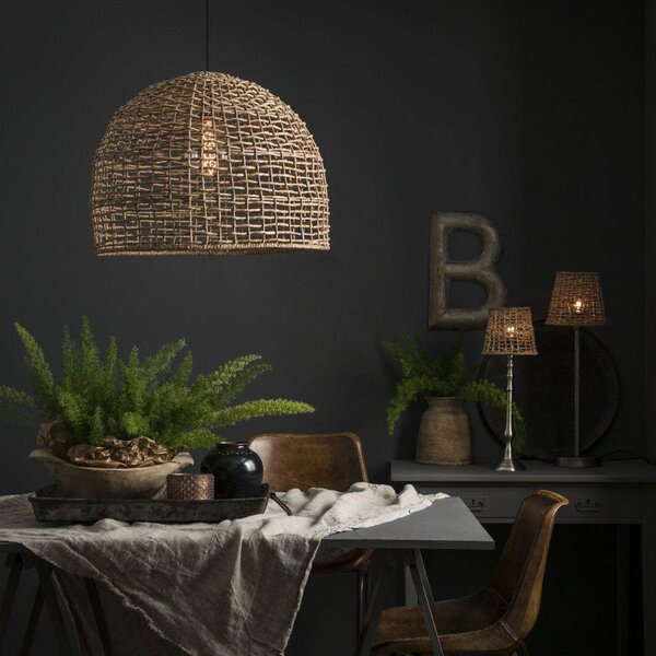 PR Home Κρεμαστή λάμπα Cebu, Ø 37 cm, αμπαζούρ Lampakanay, IP20, ρυθμιζόμενος, Ξύλου, Σαλόνι / τραπεζαρία, Ξύλο, Εξοχική κατοικία / Ρουστίκ