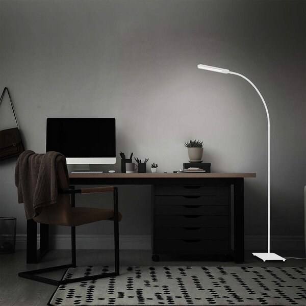 Briloner Φωτιστικό δαπέδου Servo LED, ρυθμιζόμενο, CCT, λευκό, ρυθμιζόμενος, Λευκό, Μελέτη / Γραφείο, Μέταλλο, σύγχρονο, Φως ανάγνωσης