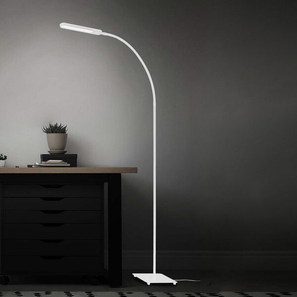 Briloner Φωτιστικό δαπέδου Servo LED, ρυθμιζόμενο, CCT, λευκό, ρυθμιζόμενος, Λευκό, Μελέτη / Γραφείο, Μέταλλο, σύγχρονο, Φως ανάγνωσης