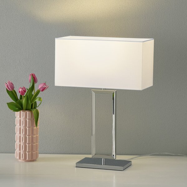 Helestra Επιτραπέζια λάμπα Enna 2, ύψος 53 cm, E14, λευκό, ύφασμα, Λευκό, Σαλόνι / τραπεζαρία, Ύφασμα / Κλωστοϋφαντουργία, σύγχρονο