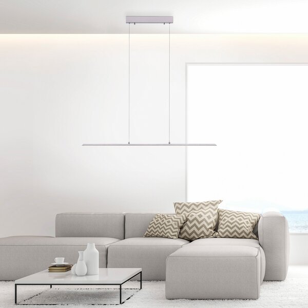 PURE LED κρεμαστό φωτιστικό Lite, ασημί, 100 cm, CCT, dimmable, ρυθμιζόμενος, Γκρι, Σαλόνι / τραπεζαρία, Αλουμίνιο, σύγχρονο