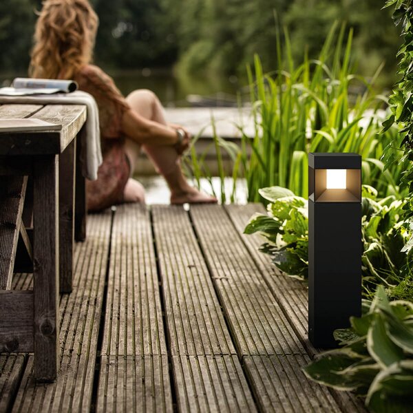 Philips Φωτιστικό πλίνθου LED Parterra, Μαύρο, Μέταλλο, σύγχρονο