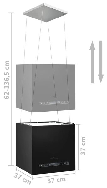 Απορροφητήρας Νησίδα Κρεμαστός Αφής με LCD 37 εκ. Ατσάλινος - Μαύρο